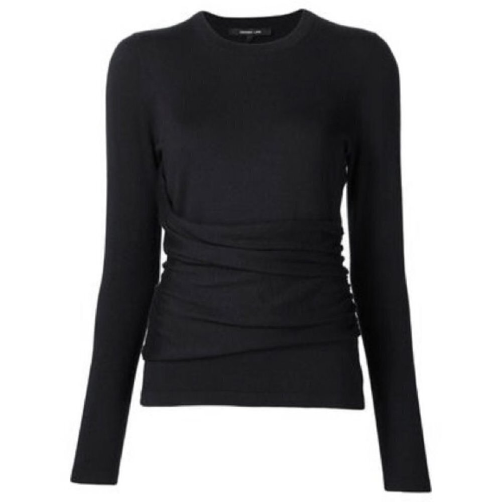 ** Derek Lam Black Sasha Cashmere and Silk Ruched Front Sweater Size M